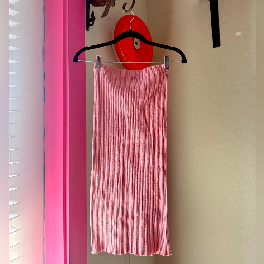 Francesca’s Pink Pleated Midi Skirt